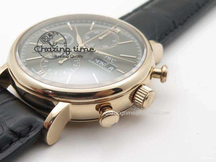 MIROTIME 0517 Portofino Chrono RG Black Dial on Black Leather Strap A HighPerformance 7389